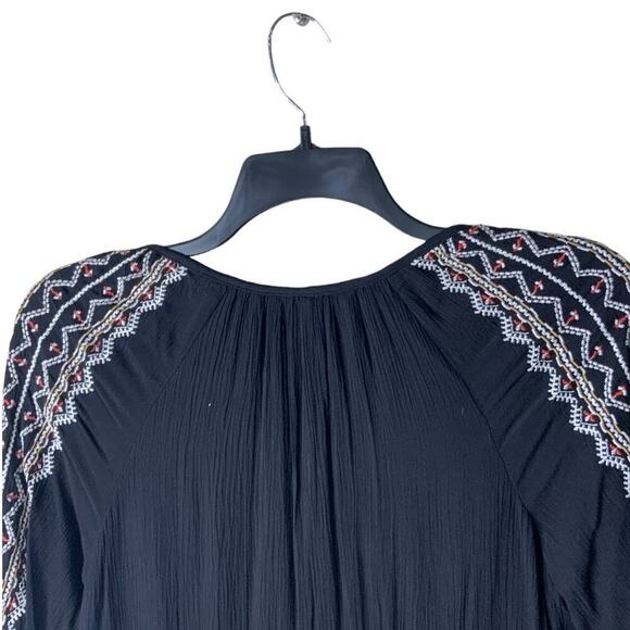 Old Navy Tunic Blouse Peasant Top Womens Small Petite Embroidered Trimmed Boho - Picture 6 of 10